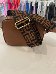 Bling Baby Leather Bag Tan/Tan Black Strap